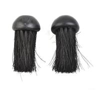 Lot de 2 têtes de rechange pour balai de cheminée, brosse ronde en fibre de coco pour poêle et cheminée, filetage 9,5 mm, longueur des poils 7,5 cm, noir