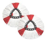 Lot de 2 têtes de vadrouille compatibles avec la tête de rechange Vileda 2 en 1 Turbo Mop, microfibre, rouge, blanc.