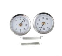 Lot de 2 thermomètres à pince en acier inoxydable, 63 mm pour cadran 0-120 °C, tube bimétallique, jauge de température avec ressort pour systèmes de conduits de chauffage et de refroidissement