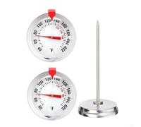 Lot de 2 thermomètres à rôtir pour barbecue avec marqueur cible rouge | Peut être déplacé pour un marqueur de cible rouge, définissez la cuisson souhaitée, un guide visuel pour un steak ou un rôti