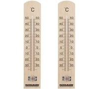 Lot de 2 Thermomètres intérieur et extérieur en bois Fackelmann Tecno Bois G
