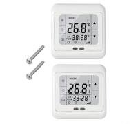 Lot de 2 thermostats programmables pour chauffage au sol, contrôleur de température numérique LCD avec écran tactile, horaire hebdomadaire de 5 + 2 jours, 16 A 3600 W, 230 V AC, intégré
