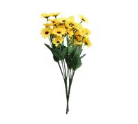 Lot de 2 tiges en plastique pour tiges de tournesols artificiels, 24 têtes | 24 têtes vibrantes, 4 cm de diamètre chacune, pétales en tissu de soie, couleur jaune réaliste, illumine n'importe quelle