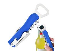 Lot de 2 tire-bouchons manuels en acier inoxydable 4 en 1 pour ouvre-bouteilles (bleu)
