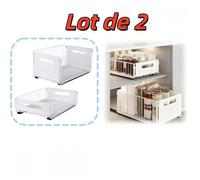 Lot de 2 Tiroir coulissant placard de cuisine-MENGDA-Organiseur de tiroir extensible-Pour cuisine,salle de bain-(1 grands+1 petits)