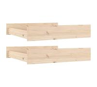 Lot de 2 tiroirs de lit en pin massif - 90 x 93 x 18 cm - Espace de rangement sous le lit pour chambre à coucher - Extensible - Sommier à lattes - Matelas - Tête de lit futon
