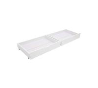 Lot de 2 tiroirs de rangement sous lit blancs, coffre en bois avec roulettes rangeable sous sommier