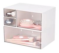 Lot de 2 tiroirs de Rangement empilables en Acrylique, Blanc et Transparent, Organiseur de Maquillage pour Coiffeuse, tiroirs Simples et à 3 Compartiments, Design Gain de Place, 8,86 x 6,54 x 3,94 po