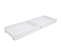Lot de 2 tiroirs de rangement sous lit blancs, coffre en bois avec roulettes rangeable sous sommier
