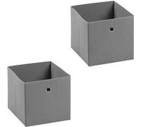 Lot de 2 tiroirs en tissu gris BELLA boîte de rangement ouverte avec poignée dim 32 x 32 x 32 cm, pour linge jouets vêtement Gris G