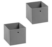 Lot de 2 tiroirs en tissu gris BELLA boîte de rangement ouverte avec poignée dim 32 x 32 x 32 cm pour linge jouets vêtement
