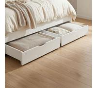 Lot de 2 Tiroirs Lit Blanc en Bois Rangement Sous-Lit à Roulettes Homestyle4u