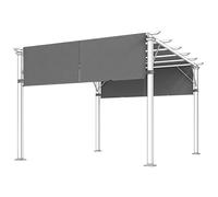 Lot de 2 toiles de rechange pergola - Outsunny - rétractable de 4,9 x 1,2 m - tissu polyester protection UV - gris foncé