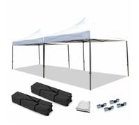 Lot de 2 tonnelles Barnum Professionnelles 3x3 Pliantes avec 4 connecteurs et 1 gouttière Blanc