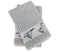 Lot de 2 torchons de cuisine 50x50 cm 100% coton FRIENDS motif canards bleu