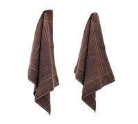 Lot de 2 torchons de cuisine 50x50 cm éponge PURE KITCHEN TERRY Marron