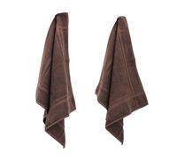Lot de 2 torchons de cuisine 50x50 cm éponge PURE KITCHEN TERRY Marron