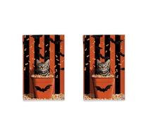 Lot de 2 torchons de cuisine à séchage rapide motif chat chauve-souris et citrouille, seau à thème d'Halloween, 40,6 x 61 cm