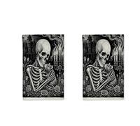 Lot de 2 torchons de cuisine à séchage rapide Motif squelette gothique Halloween Rat Souris Crâne Cadeau de pendaison de crémaillère pour cuisine, salle de bain