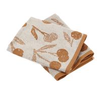 Lot de 2 torchons de cuisine éponge 50x50 cm coton BING marron