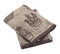 Lot de 2 torchons de cuisine éponge 50x50 cm coton CACTUS marron