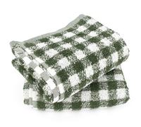 Lot de 2 torchons de cuisine éponge 50x50 cm SQUARES VICHY vert kaki