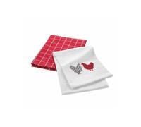 Douceur d'intérieur - Lot de 2 torchons de cuisine Plumette - Rouge - Douceur d'intérieur Rouge G