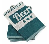 Lot de 2 torchons de cuisine pur coton 50x50 cm BEER motif de bières bleu