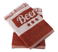 Lot de 2 torchons de cuisine pur coton 50x50 cm BEER rouge brique