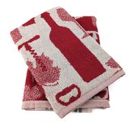 Lot de 2 torchons de cuisine pur coton 50x50 cm VITIS motif viticole rouge