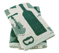 Lot de 2 torchons de cuisine pur coton 50x50 cm VITIS motif viticole vert