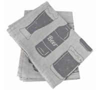 Lot de 2 torchons de cuisine pur coton 50x70 cm BEER motif de bières gris