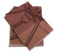 Lot de 2 torchons de cuisine pur coton 50x70 cm collection BBQ beige