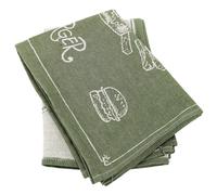 Lot de 2 torchons de cuisine pur coton 50x70 cm collection BURGER vert