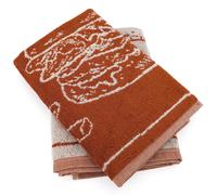 Lot de 2 torchons de cuisine pur coton motif fromage 50x50 cm BURGER orange