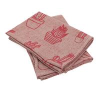 Lot de 2 torchons de cuisine toile 50x70 cm coton CACTUS rouge