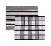 Lot de 2 torchons en coton PAELLA noir, jacquard 50x70 cm