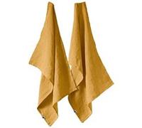 Lot de 2 Torchons Essuie-vaisselle 50x70cm Lin Lavé Miel - MARGAUX - ALTOBUY Jaune G