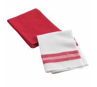 Lot de 2 Torchons Nid d'Abeille Au Bistrot 50x70cm Rouge