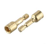 Lot de 2 tourne-écrous hexagonaux magnétiques de 8 mm avec adaptateur de tige de 6,35 mm compatible avec les outils de tournevis pneumatiques et électriques