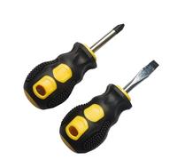 Lot de 2 tournevis à tête cruciforme courte et à tête plate, tournevis magnétique de poche pour réparation de bricolage