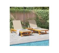 vidaXL Chaise longue 2 personnes 3 pièces Marron Bois massif Acacia
