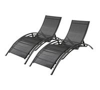 Concept Usine – Transats Bahia – Lot de 2 empilables et ajustables en aluminium noir