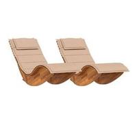 Lot de 2 transat GENERIQUE H. 74 cm en acacia L. 154 cm non pliable