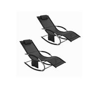 Lot de 2 transat GENERIQUE L. 87 cm en metal H. 87 cm pliable