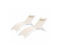 Concept Usine - Lot de 2 transats Cali acier 81 cm blanc et écru - Qualité premium