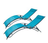Concept Usine Transats ajustables Cali – Lot de 2 Gris et Bleu