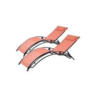 Concept Usine – Lot de 2 transats ajustables Cali – Acier – Noir et Terracota