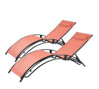 Concept Usine – Lot de 2 transats ajustables Cali – Acier – Noir et Terracota