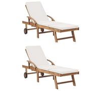 Helloshop26 Lot de 2 transats teck - Bois